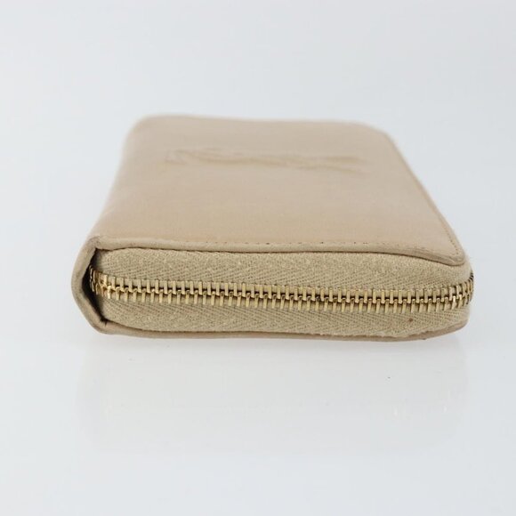 SAINT LAURENT Long Wallet Leather Beige Gold Auth a - Picture 5 of 16